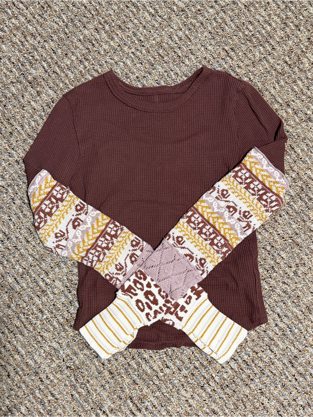 waffle knit long sleeve shirt